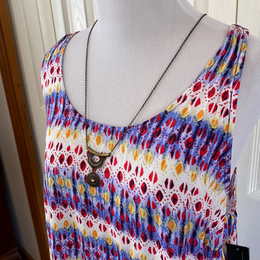 AGB Colorful Tank Top High - Low Blouse & Necklace XL
